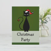 Invitation Noël de chat noir (Debout devant)