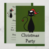 Invitation Noël de chat noir (Devant / Derrière)