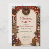 Invitation Noël de ferme rustique seize (Devant)