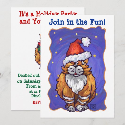 Invitation Noël de Ginger Cat (Devant / Derrière)