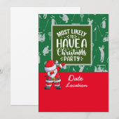Invitation Noël de golf avec la fête du Père Noël (Devant / Derrière)