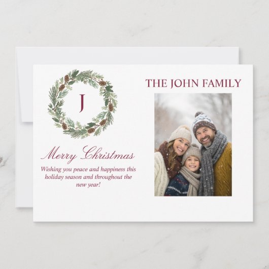 Invitation Noël de la couronne de pin rustique (Devant)