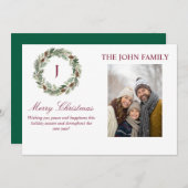 Invitation Noël de la couronne de pin rustique (Devant / Derrière)
