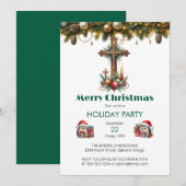 Invitation Noël de la Croix des bougies et de l'ornement (Devant / Derrière)