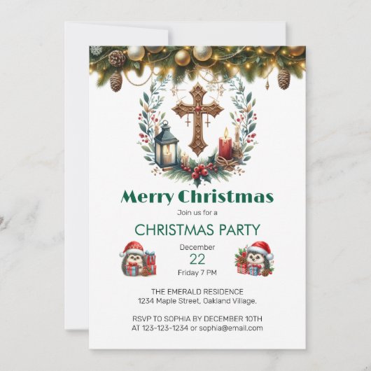 Invitation Noël de la Croix vintage (Devant)