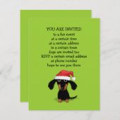 Invitation Noël de la fête de Noël de la mignonne Dachshund (Devant / Derrière)