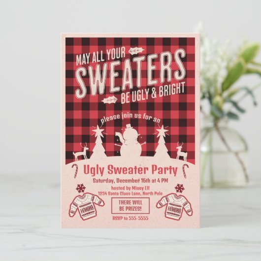 Invitation Noël de la fête du pull moche (Debout devant)