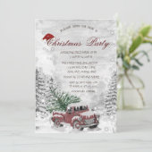 Invitation Noël de la forêt de neige de l'arbre à pin rouge (Debout devant)