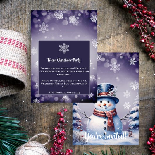 Invitation Noël de la forêt d'hiver | Parti pourpre