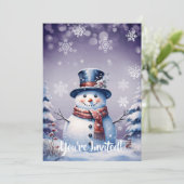 Invitation Noël de la forêt d'hiver | Parti pourpre (Debout devant)