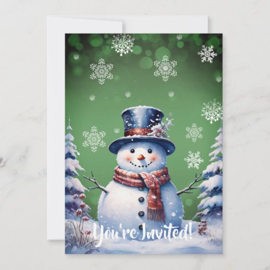 Invitation Noël de la forêt d'hiver | Parti Vert (Devant)