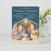 Invitation Noël de la Nativité à l'aquarelle (Debout devant)