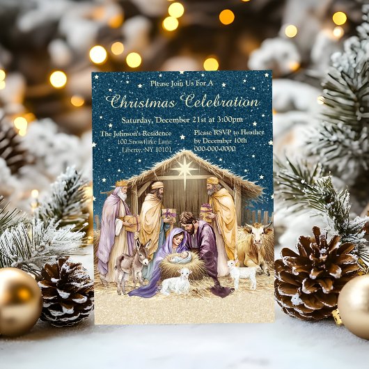 Invitation Noël de la Nativité à l'aquarelle
