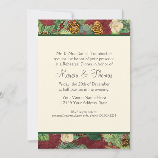 Invitation Noël de la Nature Fêtes de fin d'hiver Magnolia et (Dos)