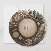 Invitation Noël de mariage de campagne d'hiver rustique  (Dos)