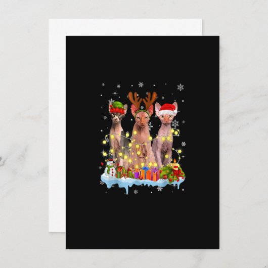 Invitation Noël de Noël de Noël de Noël de Sphynx (Devant / Derrière)