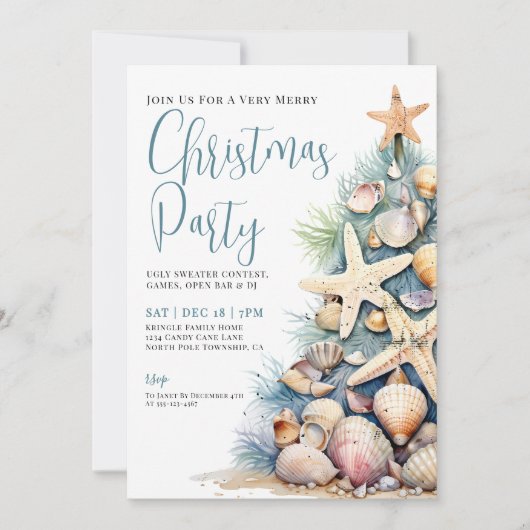 Invitation Noël de plage élégant (Devant)