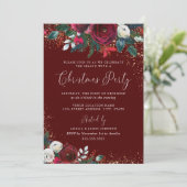 Invitation Noel de Poussière dorée rouge Bourgogne (Debout devant)