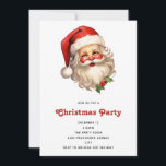Invitation Noël de style rétro Holly Jolly Santa Claus<br><div class="desc">Une invitation de Noël avec une joyeuse illustration d'un Père Noël de style vintage aux joues rouges roses. portant son chapeau de santa rouge classique et son grand ours blanc. Un spring de saint ajoute à l'esprit festif de fête de ce design.</div>