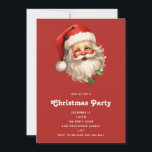 Invitation Noël de style rétro Holly Jolly Santa Claus<br><div class="desc">Une invitation de Noël avec une joyeuse illustration d'un Père Noël de style vintage aux joues rouges roses. portant son chapeau de santa rouge classique et son grand ours blanc. Un spring de saint ajoute à l'esprit festif de fête de ce design.</div>