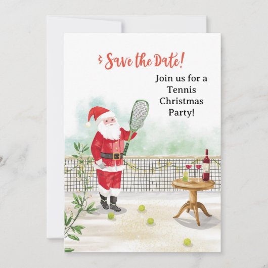 Invitation Noël de tennis avec le Père Noël au tribunal (Devant)