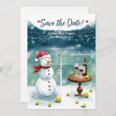 Invitation Noël de tennis avec Snowman (Devant / Derrière)