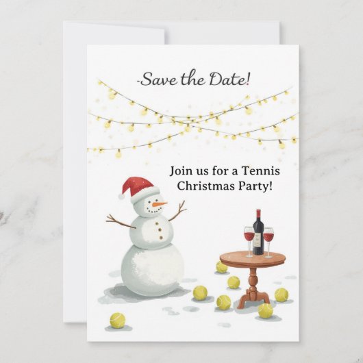 Invitation Noël de tennis avec Snowman (Devant)