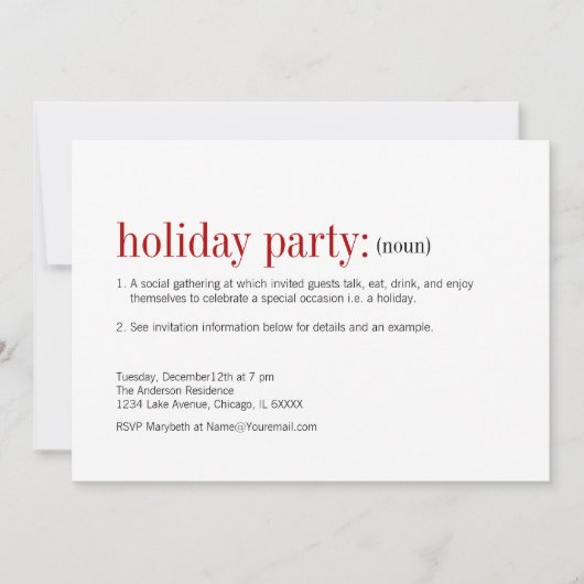 Invitation Noël Définition Fête (Devant)