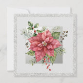 Invitation Noël Déjeuner Parties scintillant Hiver Floral (Dos)