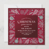 Invitation Noël Déjeuner Parties scintillant Hiver Floral (Devant)