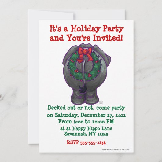 Invitation Noël des éléphants (Dos)