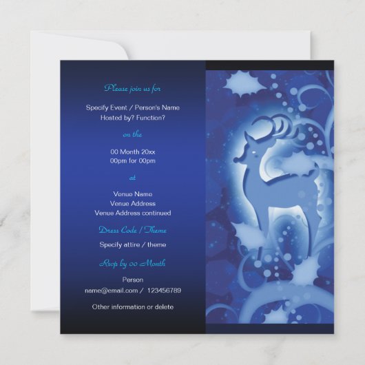 Invitation Noël des rennes Juillet hiver merveilleux (Dos)