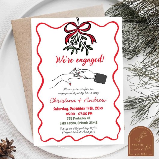 Invitation Noël Dessin à la Main Arc Rouge On Est Fiancés Fêt