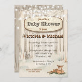 Invitation Noël d'hiver Baby shower de cerfs de bois (Devant / Derrière)