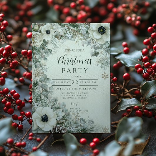 Invitation Noël d'hiver de l'anémone gelée