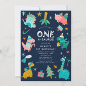 Invitation Noël d'hiver Dino 1er anniversaire (Devant)