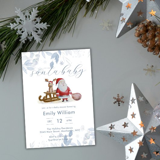 Invitation Noël d'hiver Fête bébé Santa