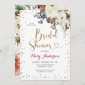 Invitation Noël d'hiver Fête des mariées florale blanche (Devant / Derrière)