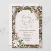 Invitation Noël d'hiver Floral Froid à l'extérieur Baby showe (Devant)