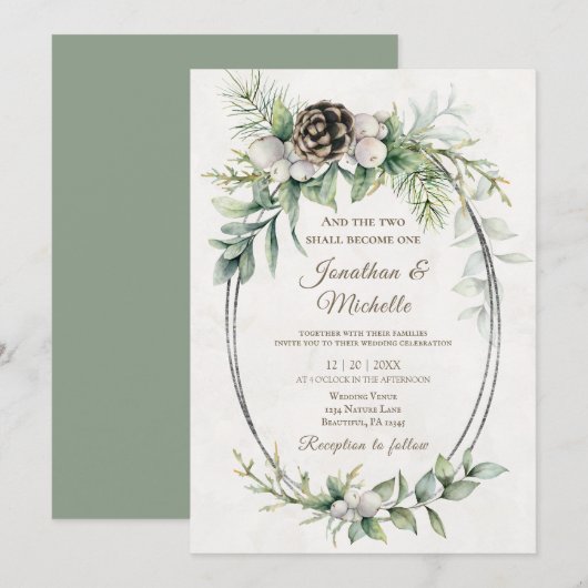 Invitation Noël d'hiver Floral Mariage de la Bible chrétienne (Devant / Derrière)