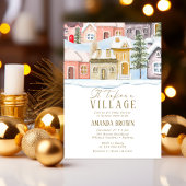 Invitation Noël d'hiver Il faut un Baby shower de village