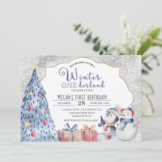 Invitation Noël d'hiver Onederland (Debout devant)