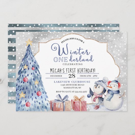 Invitation Noël d'hiver Onederland (Devant / Derrière)