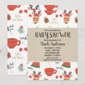 Invitation Noël d'hiver Rustique Kraft Fête bébé de vacances (Devant / Derrière)
