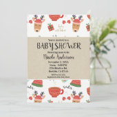 Invitation Noël d'hiver Rustique Kraft Fête de bébé de vacanc (Debout devant)