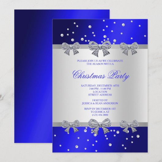 Invitation Noël diamants élégants et perles (Devant / Derrière)