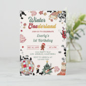 Invitation Noël Disco Ball Winter Onederland Anniversaire (Debout devant)