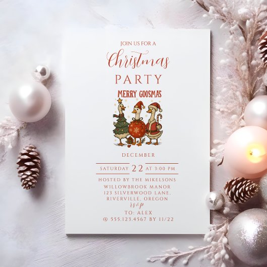 Invitation Noël d'oie vintage