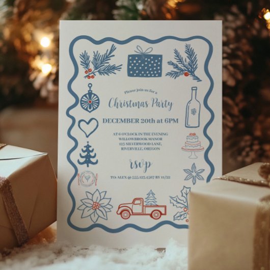 Invitation Noël Doodline Art Holiday