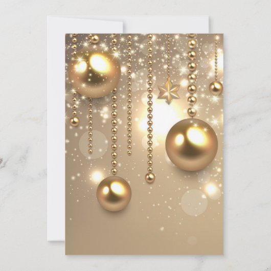 Invitation Noël d'or Baubles & Etoiles Noël (Dos)